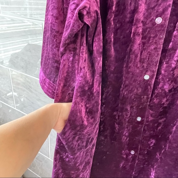 Moonbeams PURPLEE Robe House Coat crushed velvet snap front Size XXL. - Picture 11 of 14